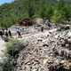 Journalists and North Korean officials look around the site where the 2nd tunnel and an observatory of Punggye-ri nuclear test ground were blown up during the dismantlement process in Punggye-ri, North Hamgyong Province, North Korea May 24, 2018.